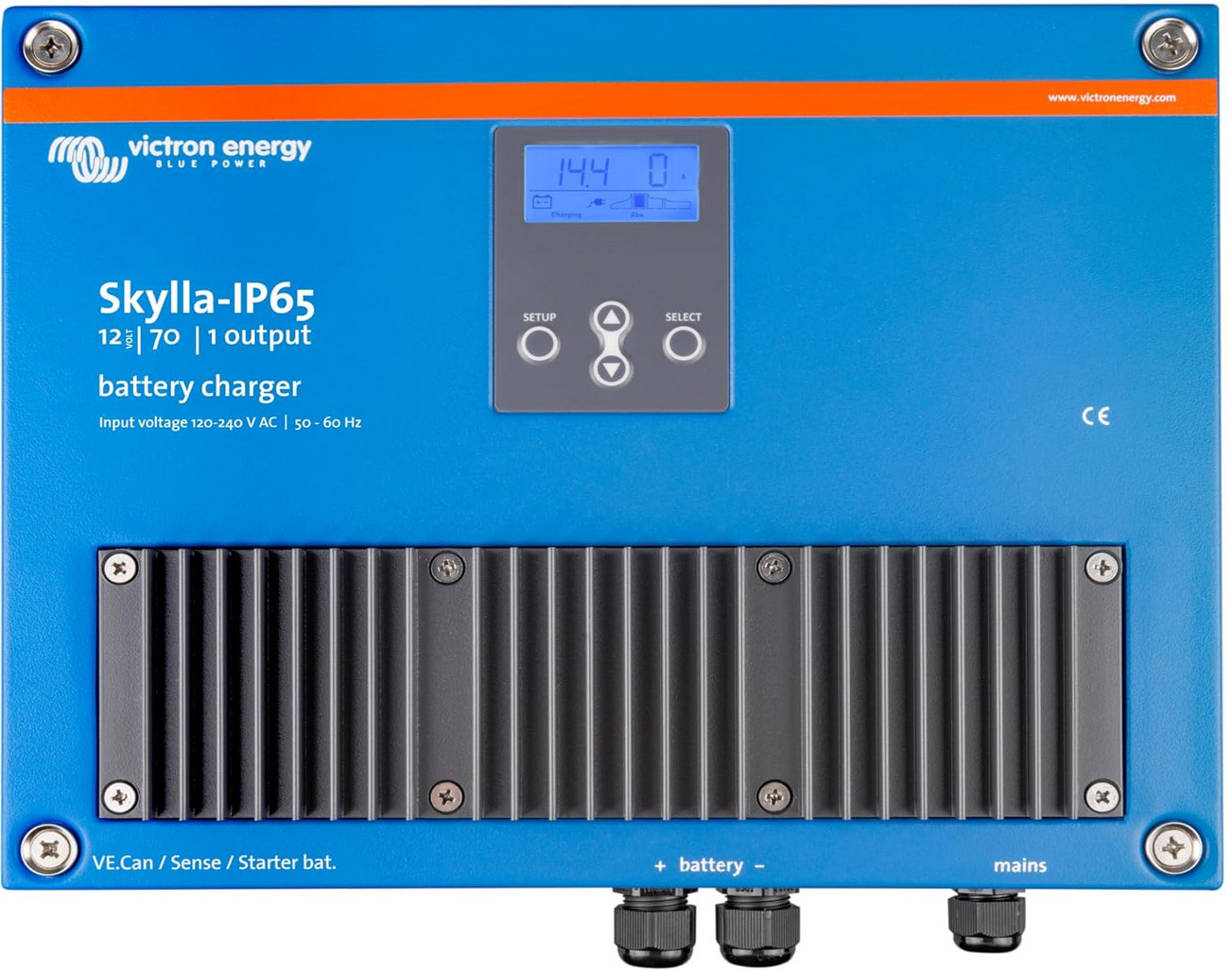 Victron Energy Skylla-IP65 12-Volt 70 amp 120-240VAC Battery Charger, 1+1 Isolated Outputs 